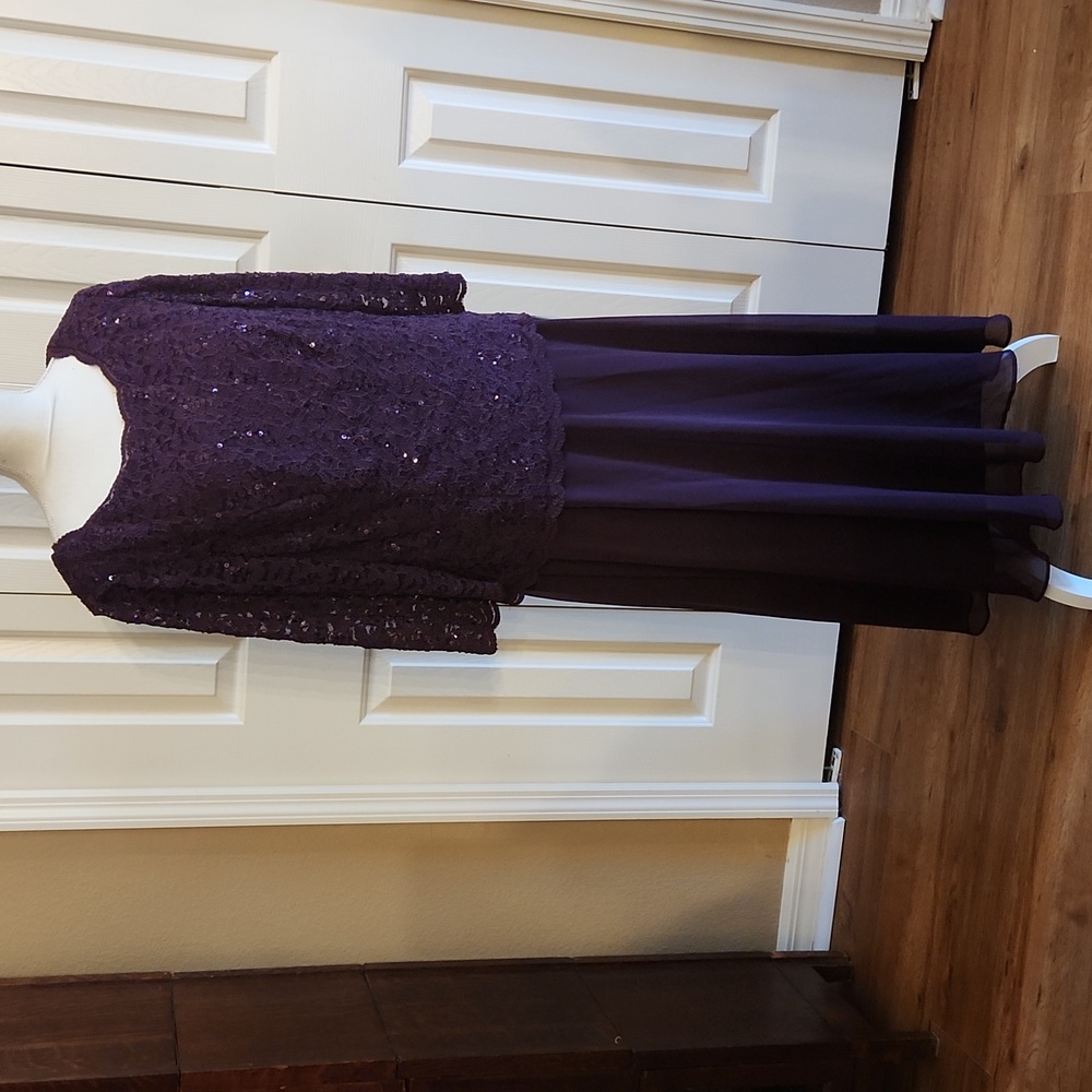 ALEX Evenings, NWT, Women's Dress, Beautiful plum, lace, lined, bling, 16 W